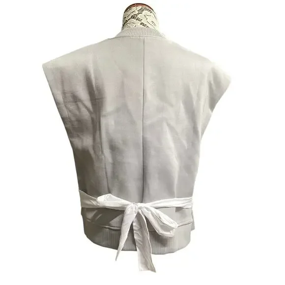 The Vault sleeveless ribbed knit boxy silhouette top pleated front Large gray - Picture 3 of 7